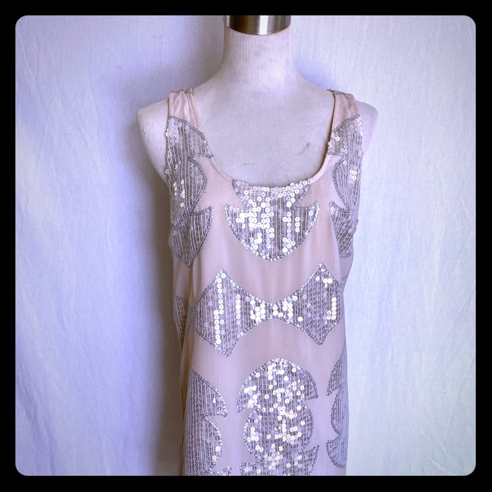 Free People Sequin/ mesh tank dress
